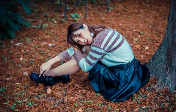 Girl, Asian, sitting