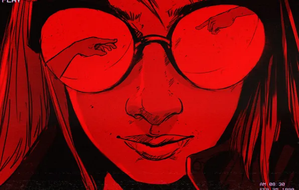 Girl, Glasses, Lips, Style, Face, Girl, Hands, Background