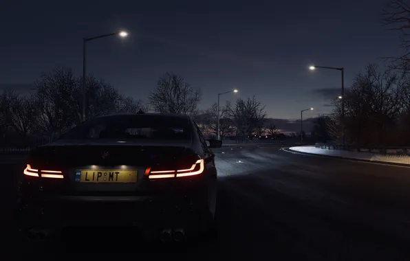 HDR, BMW, Sky, Winter, Night, Snow, Game, Backlight