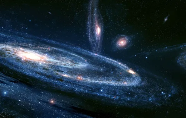 Picture stars, space, planet, spiral, galaxy