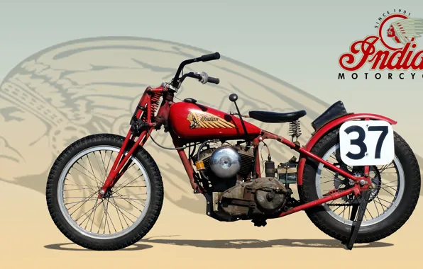 Motorcycle, Side, Indian Scout, №37, Racing Motorcycle, Racing motorcycle, Indian Scout, Indian Motorcycles