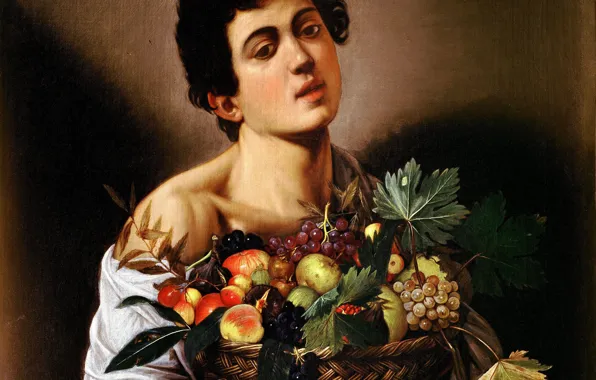 Picture portrait, picture, Caravaggio, Michelangelo Merisi da Caravaggio, Boy with a Basket of Fruit