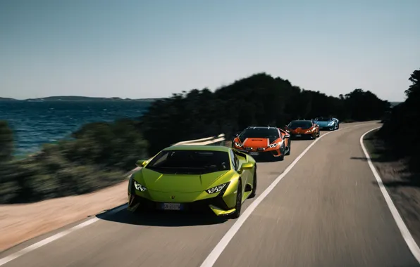 Picture Lamborghini, road, speed, lambo, fast, front view, Huracan, Lamborghini Huracan Sterrato