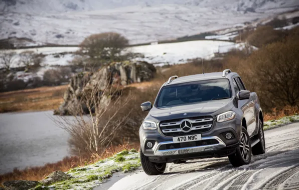 Picture Mercedes-Benz, pickup, on the road, 2017, X-Class, dark gray, UK-version
