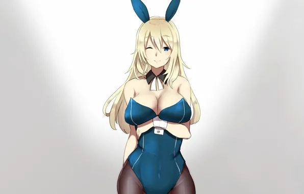 Girl, sexy, cleavage, long hair, boobs, anime, blue eyes, beautiful
