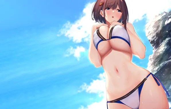 Beautiful, swimsuitss, anime, sexy, short hair, attractive, erotic, boobs