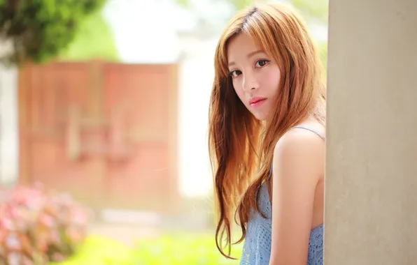 Summer, look, girl, face, background, Asian