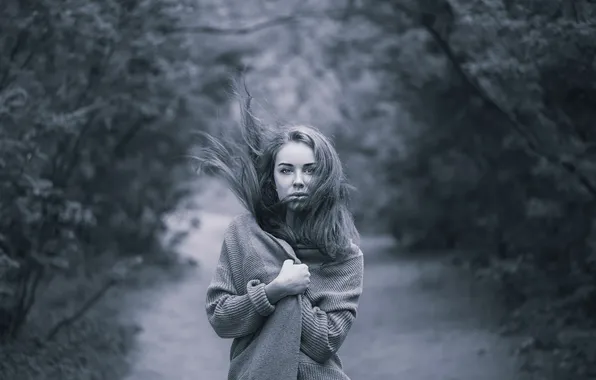 The wind, hair, portrait