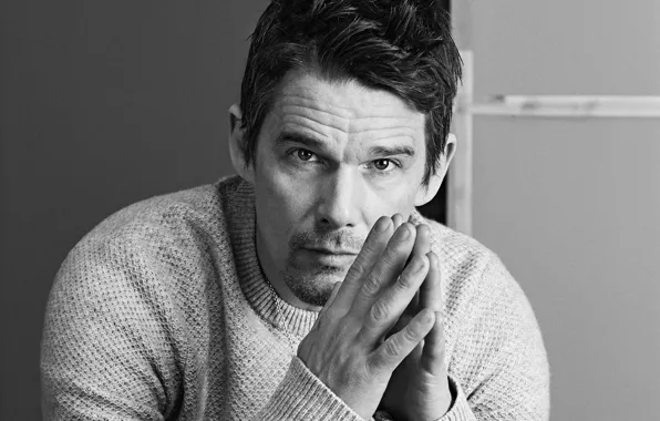 Picture actor, black and white, photoshoot, Ethan Hawke, Ethan Hawke, California Style, Mark Abrahams