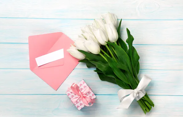 Picture love, gift, bouquet, love, romantic, tulips, valentine's day, letter