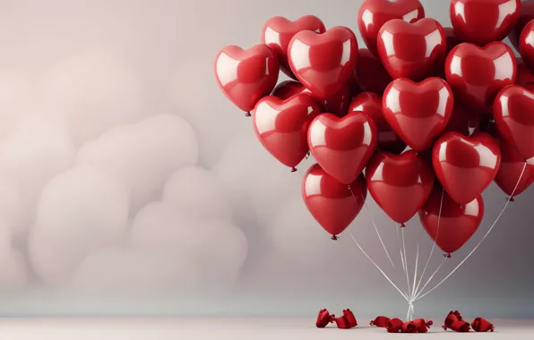 Clouds, love, balloons, holiday, heart, Shine, heart, hearts