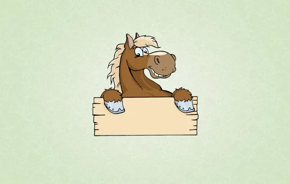 Smile, animal, plate, horse, minimalism, light background, hooves