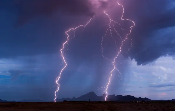 The storm, the sky, element, lightning