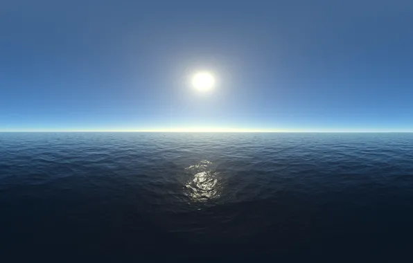 Sea, the sky, the sun, reflection, ruffle, horizon, space, haze
