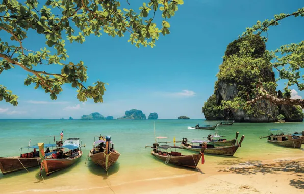 Sea, boats, Thailand, Phuket