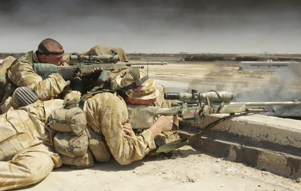 Soldiers, sniper, Britain, rifle, on the position