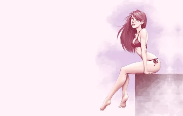 Swimsuit, girl, mood, figure, minimalism, art, bikini
