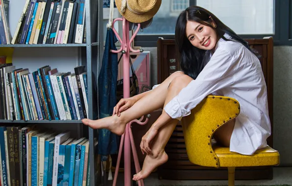 Smile, brunette, Asian