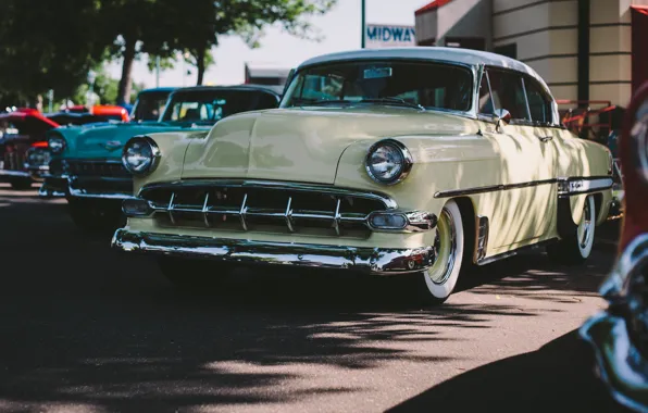 Retro, street, Chevrolet, classic, Bel Air, the front