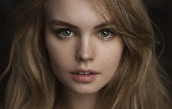 Girl, macro, face, background, sweetheart, portrait, freckles, brown hair