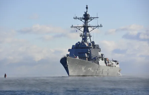 Sea, fog, haze, USS, squadron, destroyer, Rafael Peralta