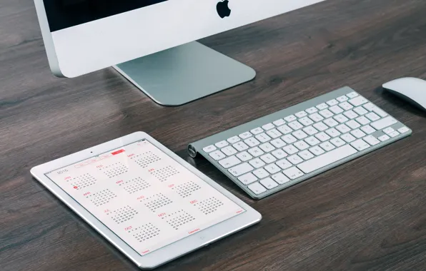 Picture apple, mac, keyboard, monitor, tablet, calendar, gadgets, 2015