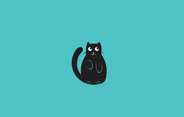 Picture cat, background, blue, Wallpaper, black, vector, art, muzzle
