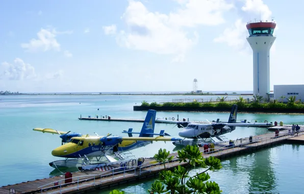 Picture aircraft, airport, The Maldives, seaplane, floatplane, Trans Maldivian, Efficiency, the control tower