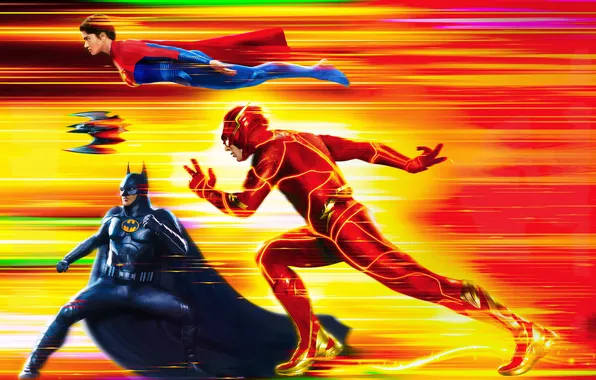 Background, art, poster, Batman, characters, comic, costumes, Supergirl