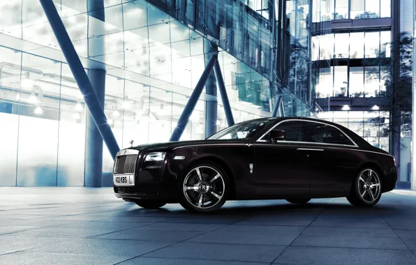 Auto, Night, The city, Machine, Side view, Rolls Royce Ghost V-Specification