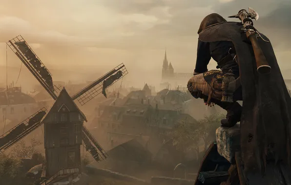 Picture the city, mill, assasin, Assassin’s Creed Unity