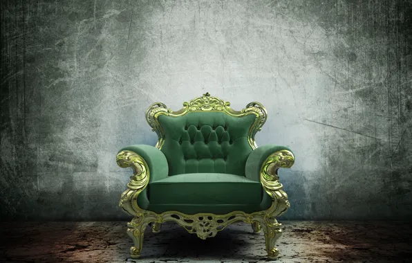Picture green, golden, design, comfort, armchair