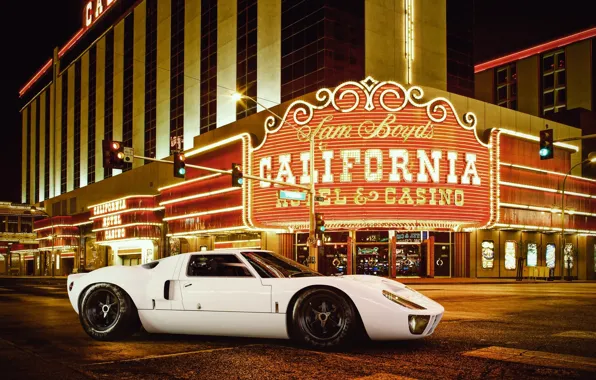 Picture Ford, Las Vegas, White, Supercar, GT40, Casino