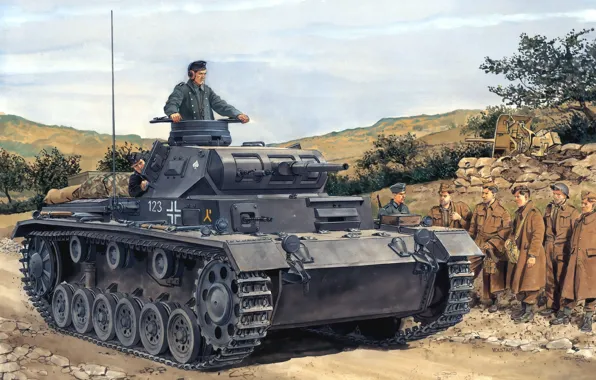 Picture figure, soldiers, the Wehrmacht, medium tank, Ron Volstad, Panzerkampfwagen Ill, Pz.kpfw. III ausf.F, Panzer 3