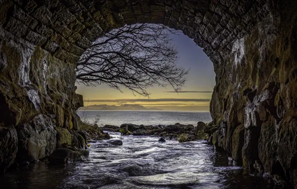 Bridge, Scotland, Tunnel, Seascape