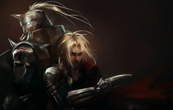Art, Anime, guy, brothers, Anime, Fullmetal alchemist, armor, Fullmetal Alchemist
