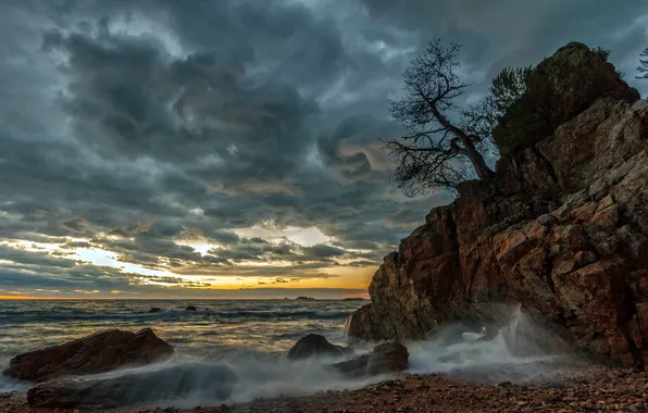 Sea, the sky, landscape, shore