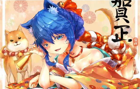 Girl, dog, neko