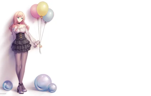 Picture girl, balls, background