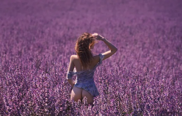 Ass, girl, the sun, flowers, nature, pose, model, body