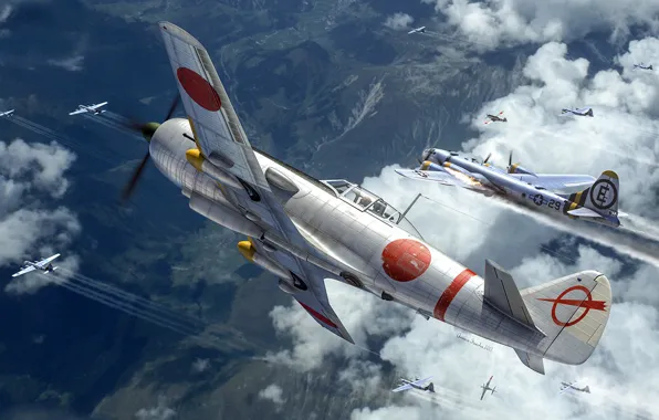 Picture Interceptor, American heavy bomber, Boeing B-29 Superfortress, Nakajima Ki-87