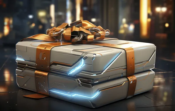 Fiction, gift, Christmas, New year, cyberpunk, the futuristic, AI art, neural network