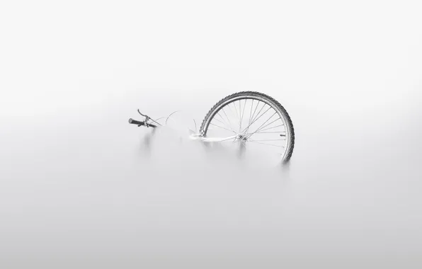 Water, bike, fog