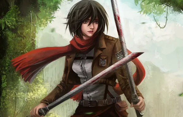 Anime, scarf, art, Shingeki no Kyojin, Attack of the titans, The invasion of the giants, …
