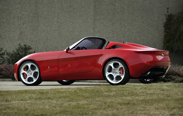 Lawn, spider, alfa romeo, red car