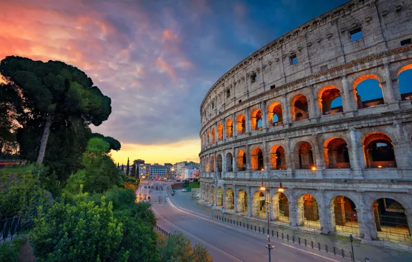Picture road, Rome, Colosseum, Italy, architecture, Italy, Colosseum, Rome