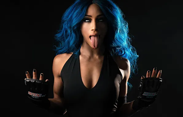 Language, makeup, actress, gloves, wrestler, WWE, Sasha Banks, Mercedes Varnado