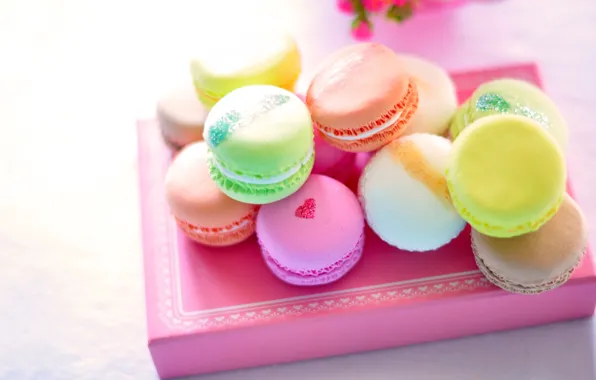 Picture box, cookies, sweets, colorful, dessert, macaron, macaron