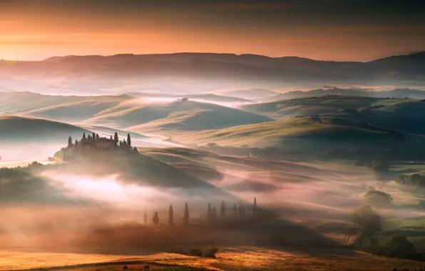 Picture hills, morning, Italy, Tuscany