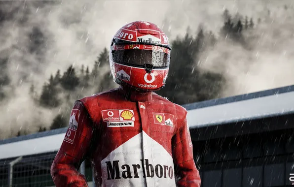 Rain, Helmet, Formula 1, Schumacher, Michael Schumacher, Michael Schumacher, Rendering, Schumacher